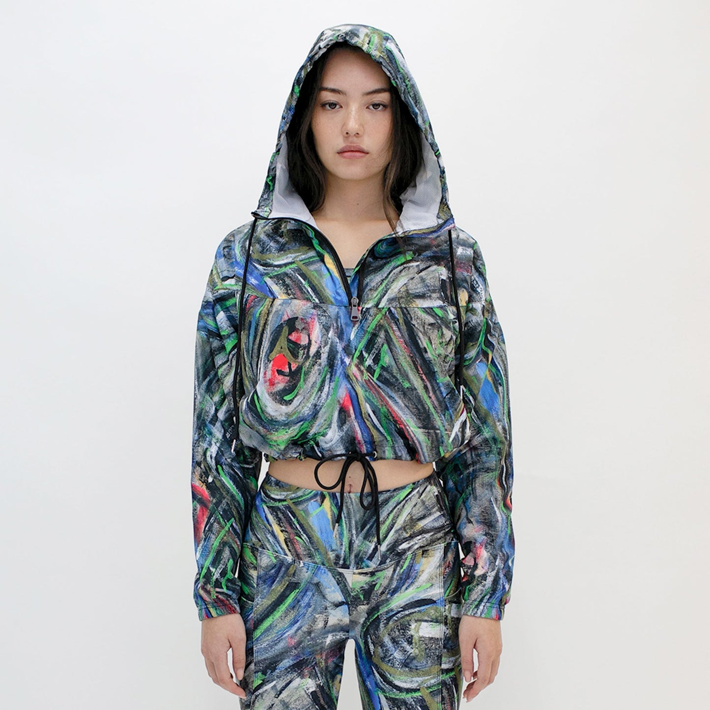 Mona Art Cropped Windbreaker