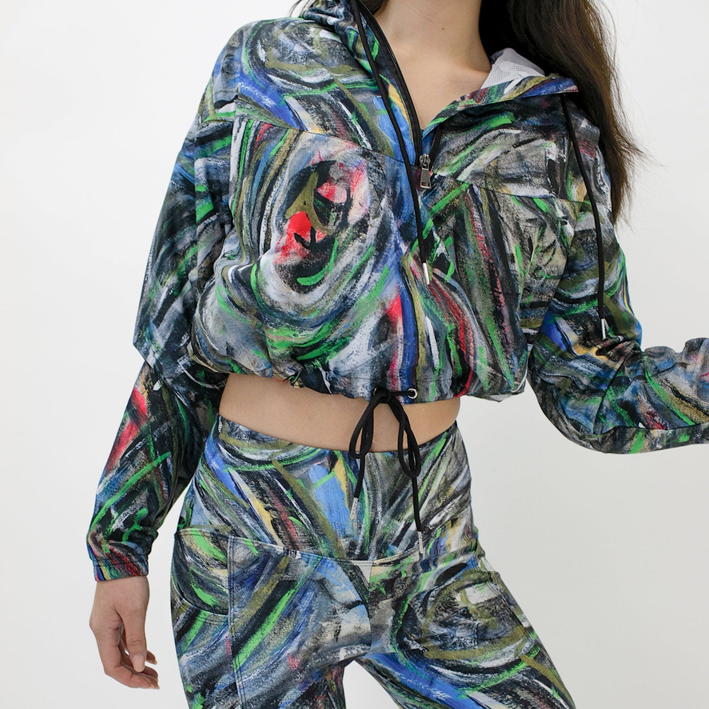 Mona Art Cropped Windbreaker