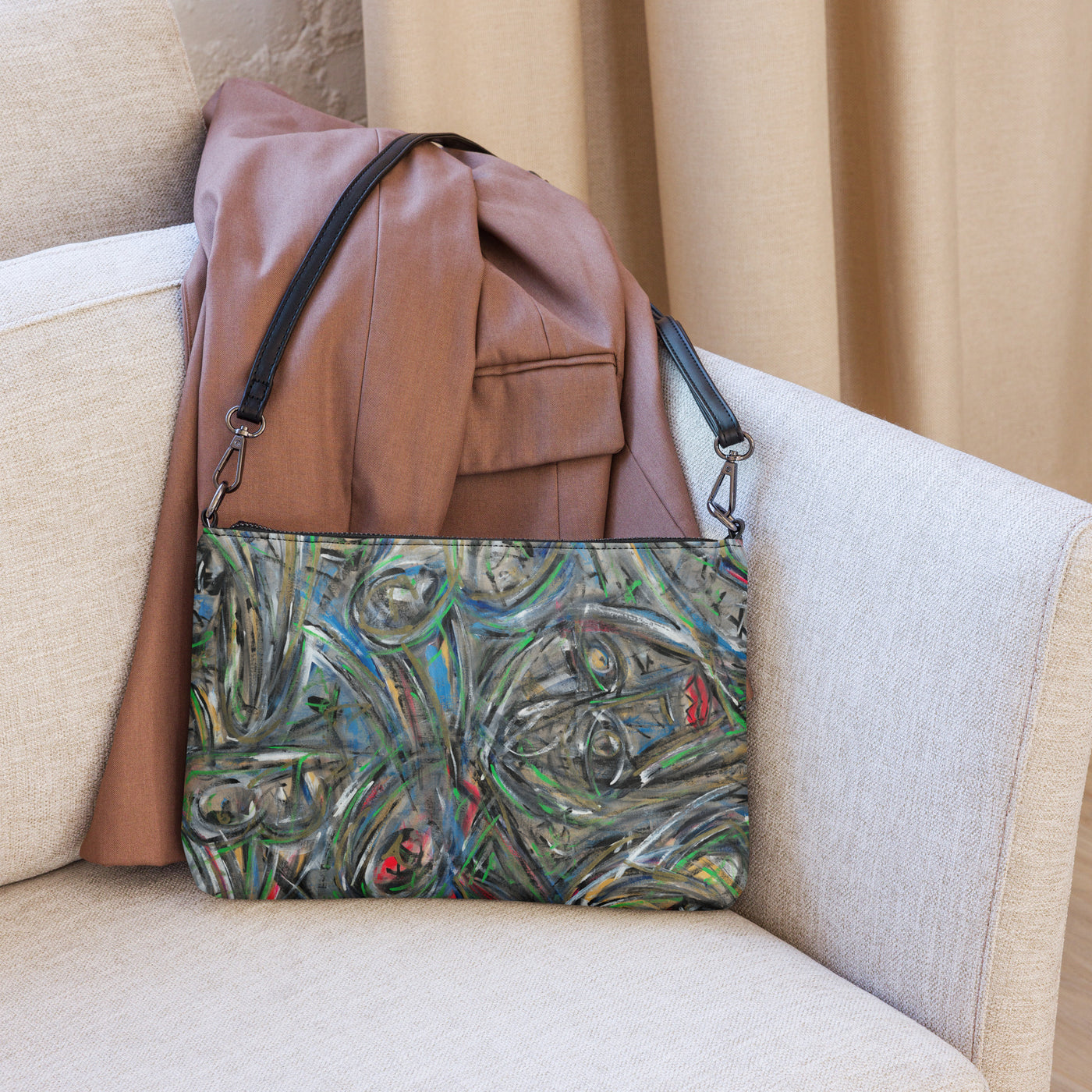 Mona Art Crossbody Bag w/ Wristlet