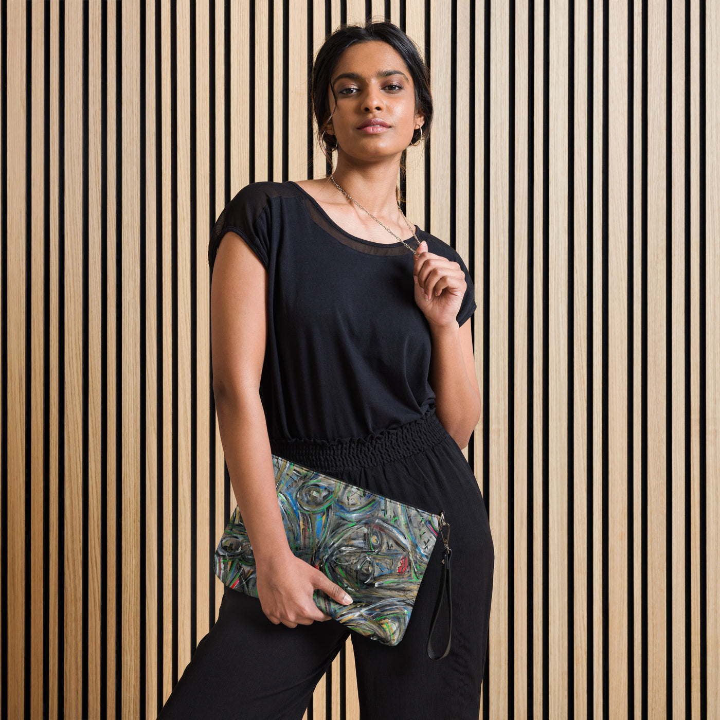 Mona Art Crossbody Bag w/ Wristlet