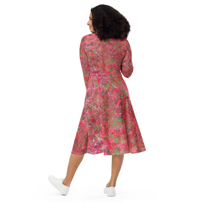 Triple Threat Art long sleeve midi dress