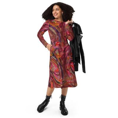 Sunrise Art long sleeve midi dress
