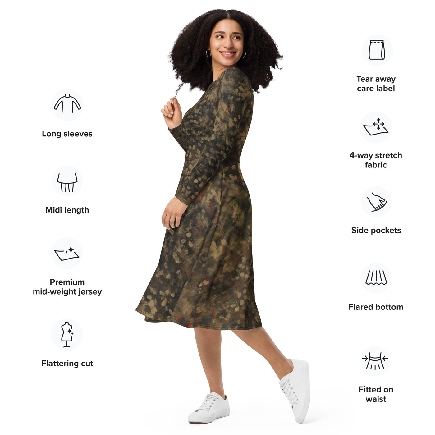 Courage Art long sleeve midi dress