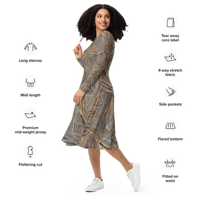Goddess Art long sleeve midi dress
