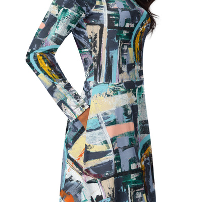 Breakthrough Art Long Sleeve Midi Dress