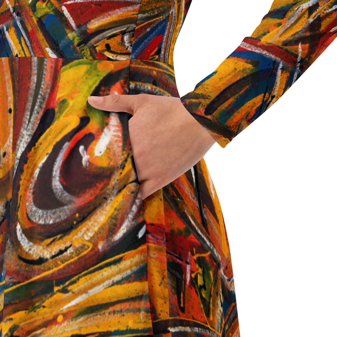 Chasing Fire Art long sleeve midi dress