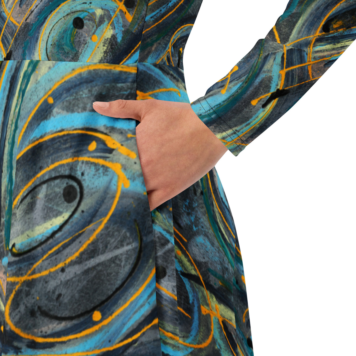 Serenity Art long sleeve midi dress