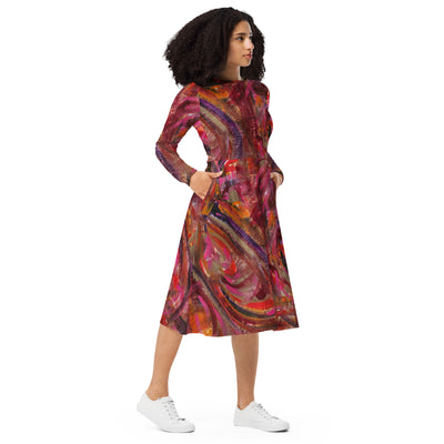 Sunrise Art long sleeve midi dress