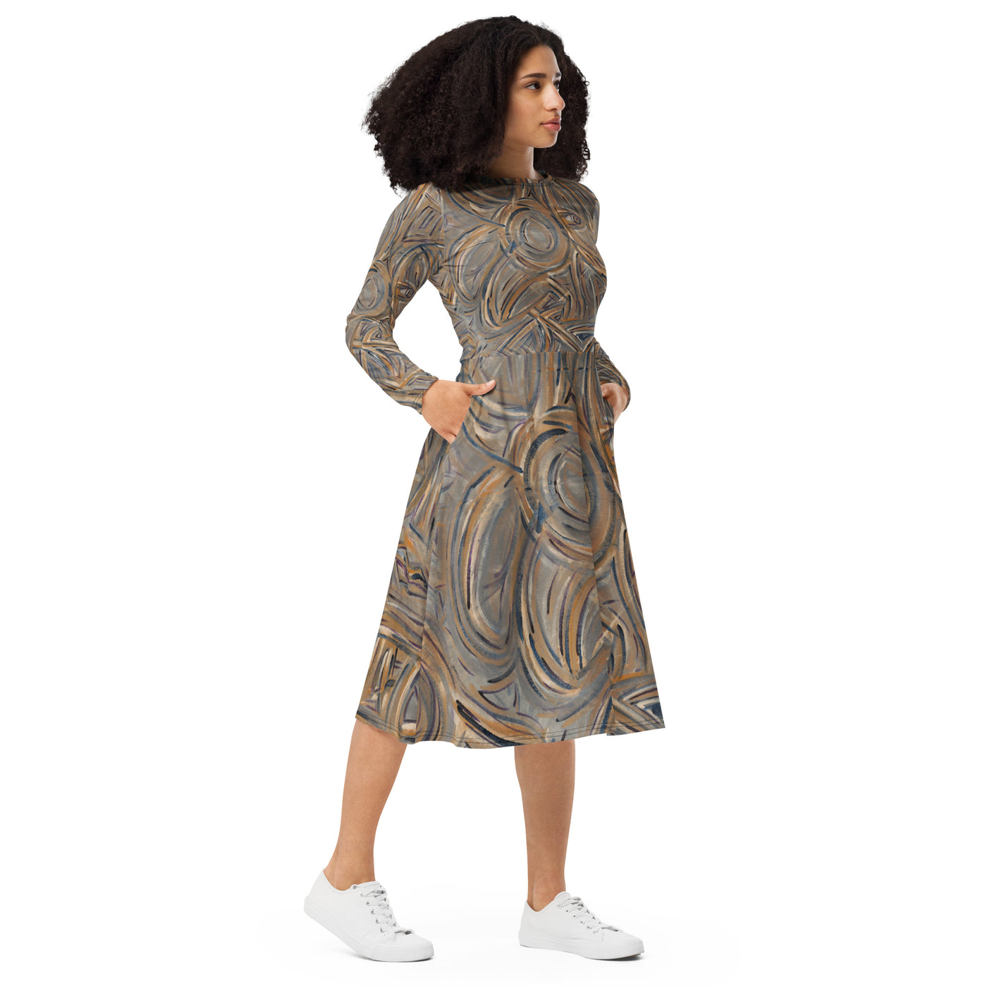 Goddess Art long sleeve midi dress