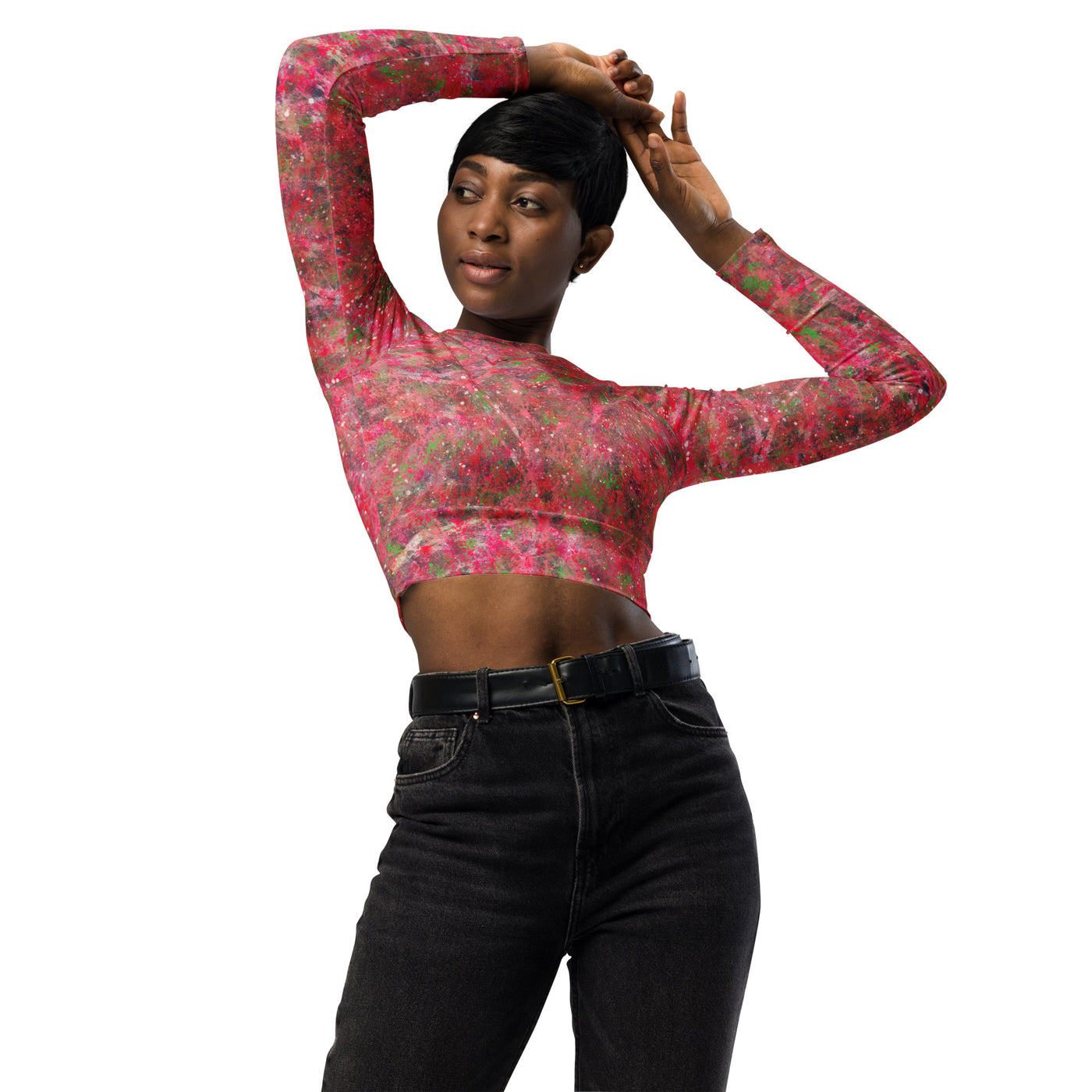 Triple Threat Art Recycled long-sleeve crop top