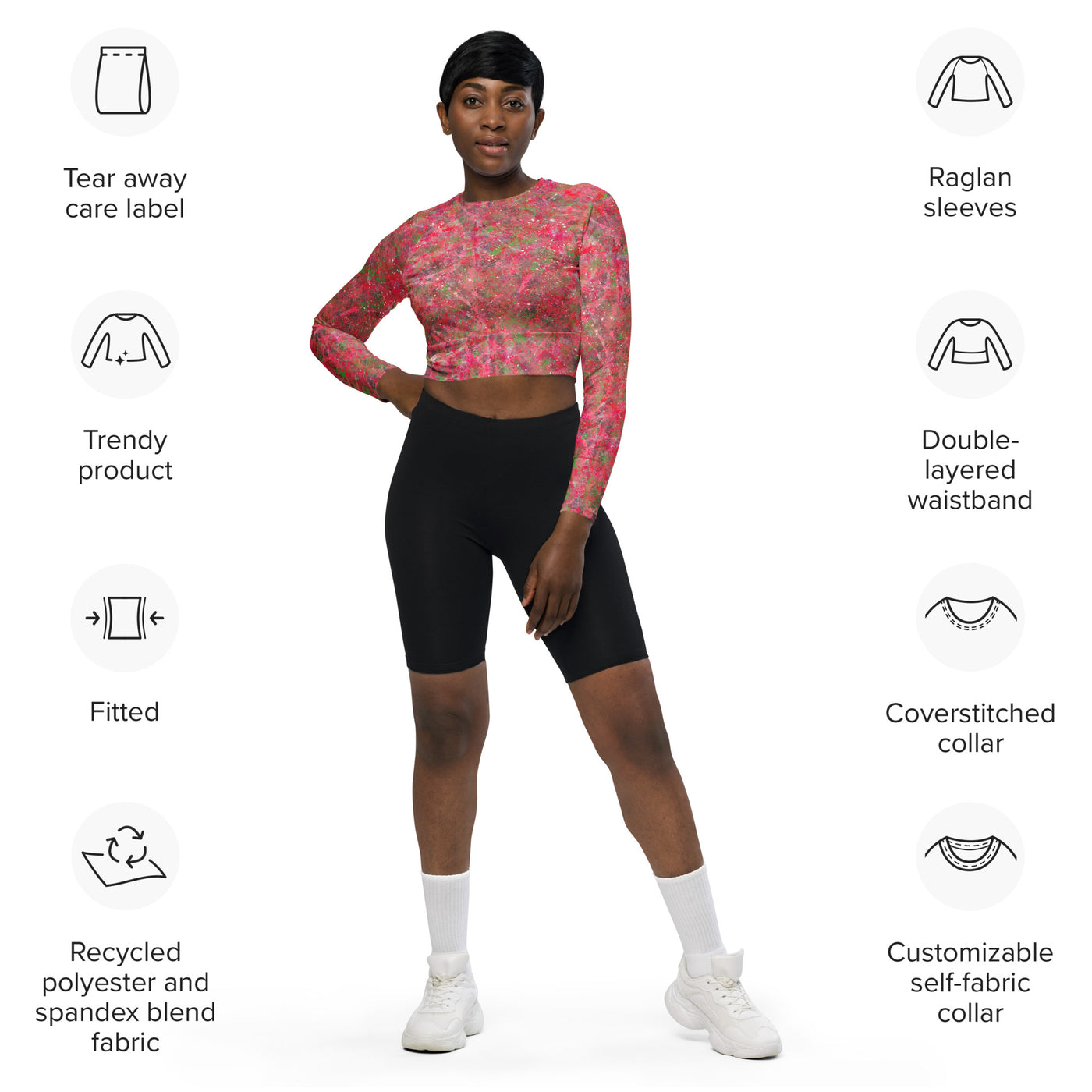 Triple Threat Art Recycled long-sleeve crop top